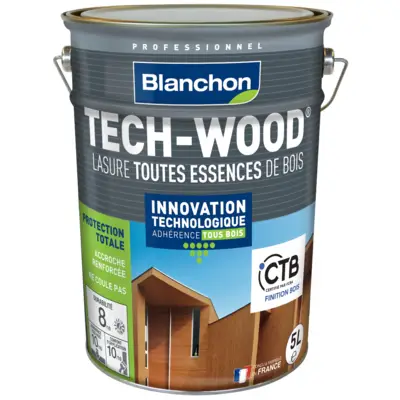 Lasure pour bardages et bois verticaux Tech-Wood - chêne foncé - bidon de 5 l - BLANCHON - 01220567