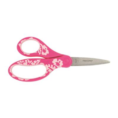 Ciseaux enfants "Softgrip" 15 cm coloris rose à fleur - FISKARS
