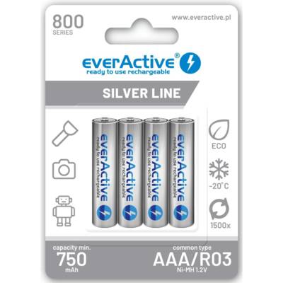 Pack 4 Batterie NiMH Micro AAA 800 mAh - EVERACTIVE