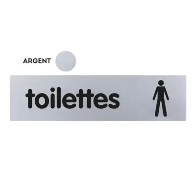 Plaquette de porte plexiglas 170 x 45 mm - Toilettes Hommes - Classique argent - NOVAP - 4322193