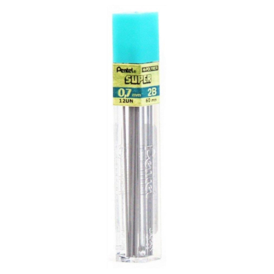 Etui de 12 mines HI-POLYMER SUPER 0,7 mm 2B - Pentel