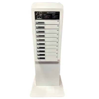 Borne de recharge sur pied 10 casiers ordinateurs Full 10 Plus - ChargeBox France