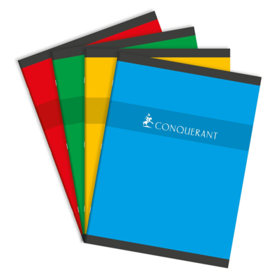 Cahier agrafé 24 x 32 cm 192 pages 70g Quadrillé 5x5 coloris aléatoires - Conquérant