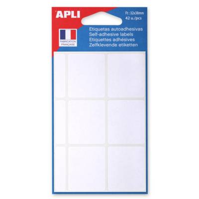Sachet de 42 étiquettes multifonctions permanentes 32x38 mm Blanc - APLI-AGIPA