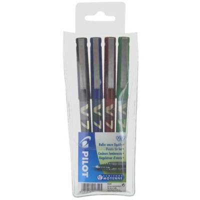 Etui de 4 Rollers Hi-Tec point V7 Pointe Moyenne Assortis - PILOT