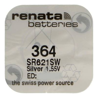 Pile bouton Silver Oxyde 364 / SR621 SW 0% mercure - RENATA