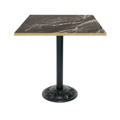 Table pied noir 70x70cm marbre royal chant laiton - intérieur - RestooTab