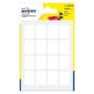 Sachet de 112 étiquettes blanches 16x22mm - AVERY