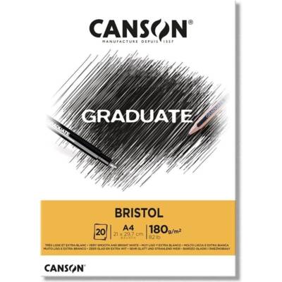 Bloc 20 Feuilles Dessin GRADUATE BRISTOL 180g A4 Blanc Très Lisse - CANSON