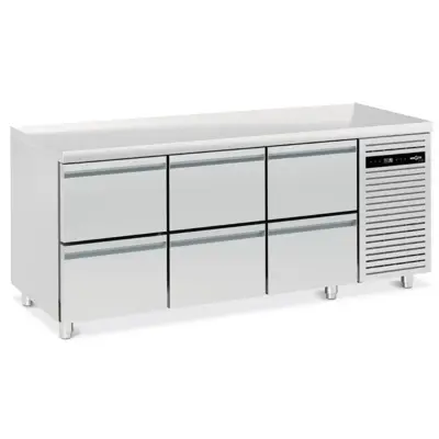 Soubassement réfrigéré froid négatif - 6 tiroirs GN1/1 - Sur roulettes - U2-1600 - Mercatus