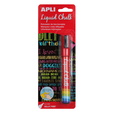 Marqueur craie liquide effaçable Pte 5,5 mm Rouge - Apli-Agipa