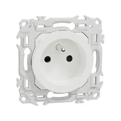 Prise odace 2P+T rénovation à puits 4 bornes auto par pôle Blanc craie - SCHNEIDER - S920049 - Schneider Electric