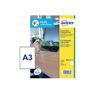 Etui de 10 Films antimicrobien 400 x 277 mm amovibles transparent - AVERY