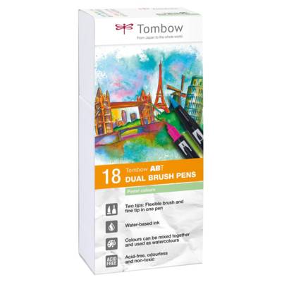 Feutre Dessin Double Pointe ABT Set de 18 couleurs pastels - TOMBOW