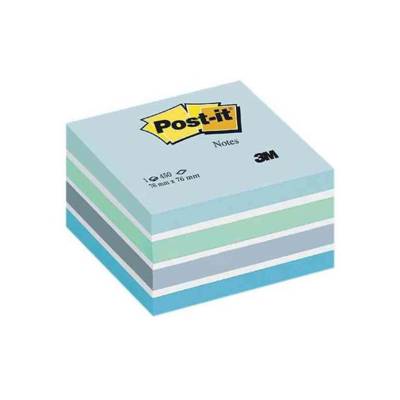 Bloc cube 450 feuilles 76 x 76 mm 5 teintes Bleu pastel - Post-it