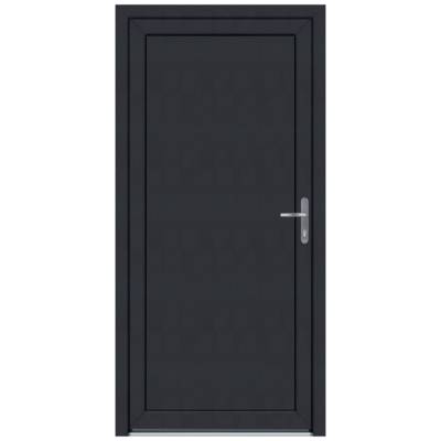 Porte de service PVC DAKAR gris anthracite 7016 dormant 60 mm avec tapées pour isolation 140 mm - 200 X 90 cm - Gedimat - EUROPEN