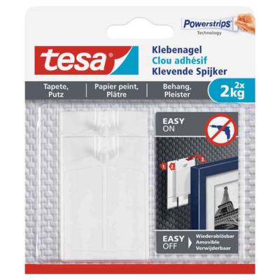Powerstrips Lot de 2 Clous adhésif pour papier peint et plâtre 2 Kg - TESA