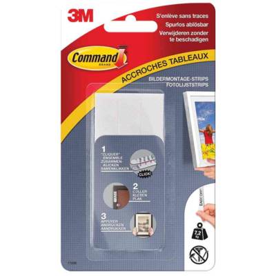 Pack 4 x 2 Bandes adhésives pour Cadre Taille L Max 7,2Kg Blanc - COMMAND