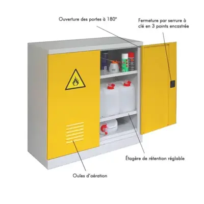 Armoire de sûreté basse pour produits toxiques et phytosanitaires 1040 x 1000 x 500 mm - AKAZE PRODUCTION - 2 bacs de rétention - CARMPB104X100PHYTO