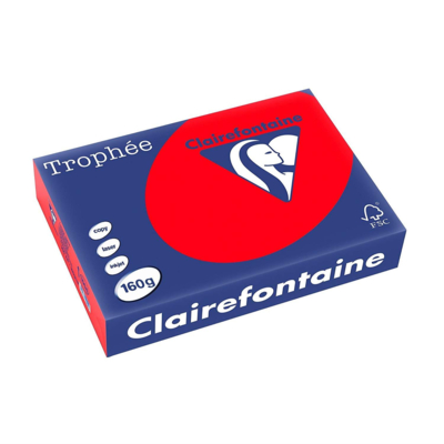 Ramette 250 Feuilles Papier 160g A4 210x297 mm Certifié FSC rouge corail - Clairefontaine