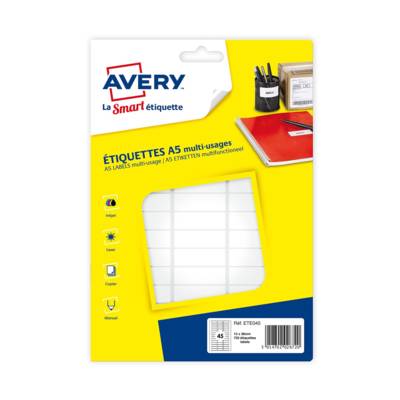 Sachet de 720 étiquettes multi-usage blanches 12,8 x 38 mm Planche format A5 - AVERY