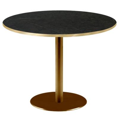 Table pied Doré Ø120cm marquina chants laiton - intérieur - RestooTab