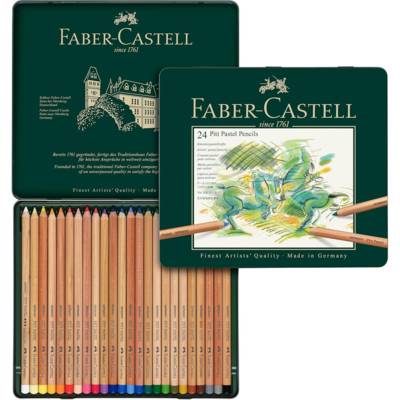 Etui Métal de 24 Crayons de couleur PITT PASTELL Assortis - FABER-CASTELL