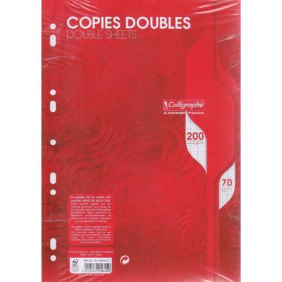 Paquet de 50 copies doubles perforées 200 p grands carreaux 70g - CLAIREFONTAINE