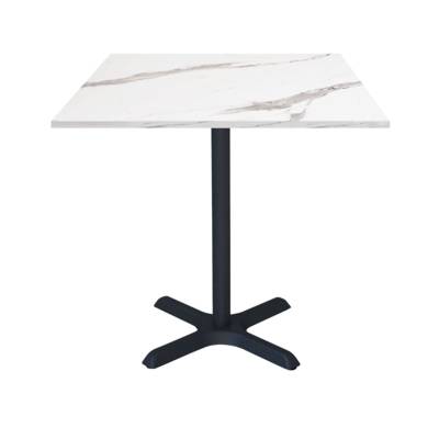Table pied noir 70x70cm marbre blanc - intérieur - RestooTab