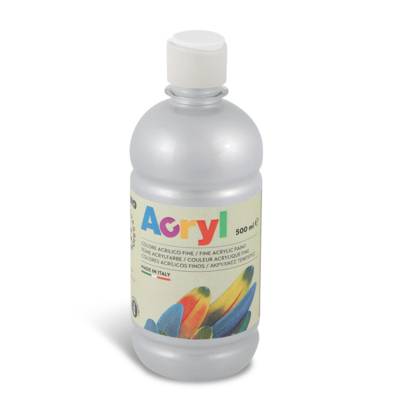 Flacon Soft Plastique Peinture Acrylique Fine FLUO 500 ml Argent 910 - PRIMO