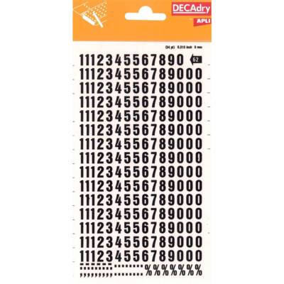 Chiffres Transferts (1 Feuille) DD62F 8 mm Noir - Apli-Agipa