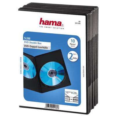 Lot de 10 Boîtier "Slim" double pour DVD Noir - HAMA