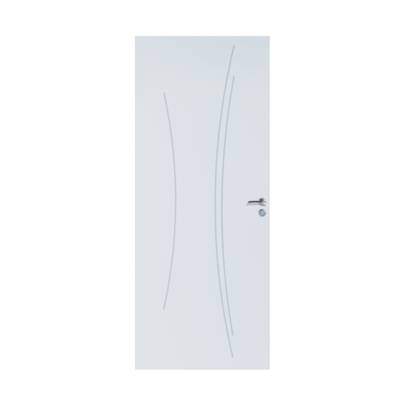 Bloc-porte alvéolaire KAORI gravé à peindre à recouvrement H.Néolys 74x49mm - 204 x 93 cm - droit poussant - Gedimat - RIGHINI