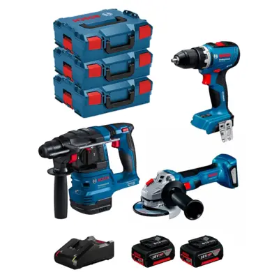 Kit BOSCH - GSR 18V-65 + GBH 18V-22 + GWS 18V-8 + 2 x 5,0 Ah + GAL18V-40 + 3 x L-Boxx 136 - 0615A5009G