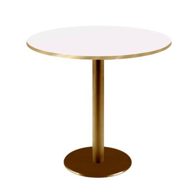 Table pied Doré Ø70cm blanc chants laiton - intérieur - RestooTab
