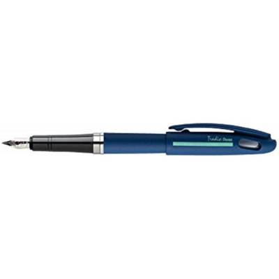 Stylo plume Tradio, corps sport chic Bleu foncé/bande menthe, encre Bleue - PENTEL