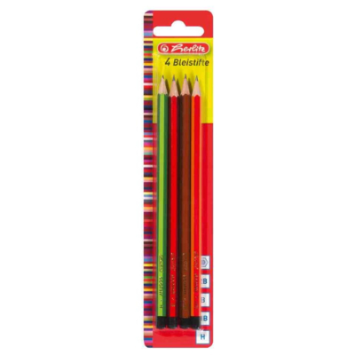 Lot de 4 crayons papier, hexagonal, assorti dureté H, HB, B et 2B - Herlitz