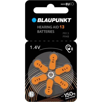 Pack 6 Piles Auditives PR13 Zinc Air Idéal ITE et contour d'oreille (BTE) - BLAUPUNKT