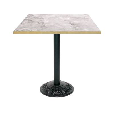Table pied noir 70x70cm marbre de trevisse chants laiton - intérieur - RestooTab