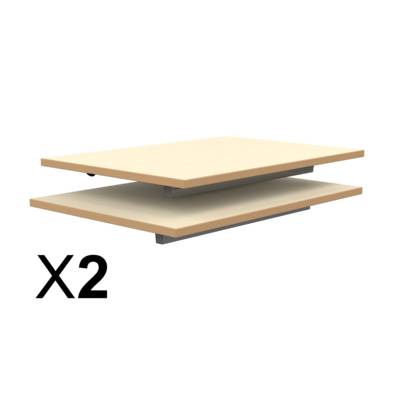Lot de 2 plateaux TAGE/GANGE ép.19 mm mélaminé chant ABS beige - 70x50 cm - Coquille d'œuf - MOBIDECOR