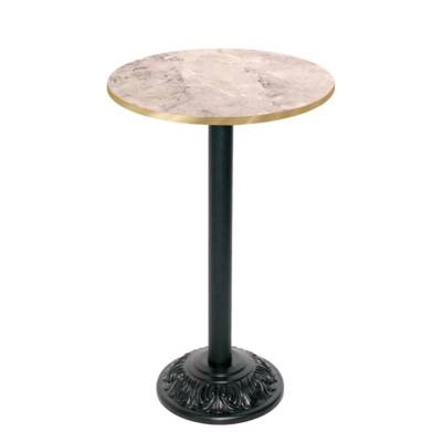 Mange-debout pied noir Ø60cm marbre de trevisse chants laiton - intérieur - RestooTab