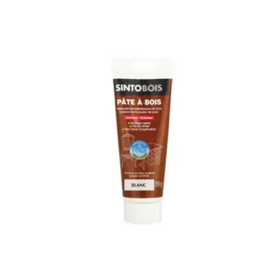Pâte à bois à l'eau Blanc Tube de 250 grammes - 37600 - SINTO SA