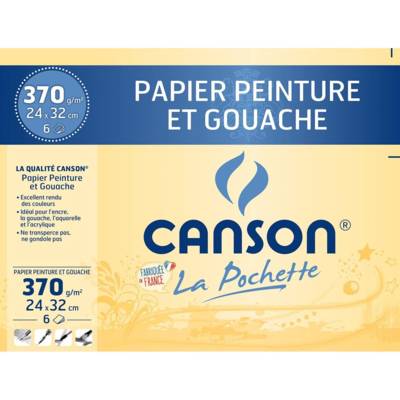 Pochette 6 Feuilles Papier Peinture et Gouache 320 x 240 mm 370g - CANSON