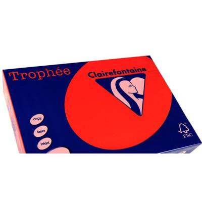 Ramette 250 Feuilles Papier 120g A4 210x297 mm Certifié FSC rouge corail - CLAIREFONTAINE
