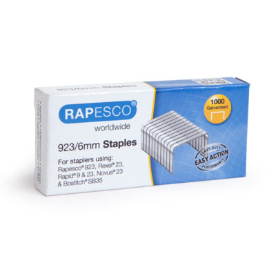 Boite de 1000 Agrafes Galvanisées 923/6mm type 23 - Rapesco