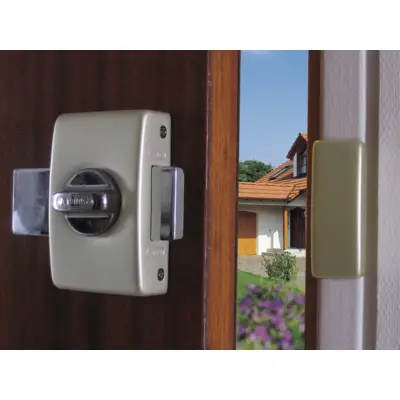 Verrou de porte à bouton ABUS Ref V83CB Bronze-[Dimensions:canon de 45mm] - Maxoutil