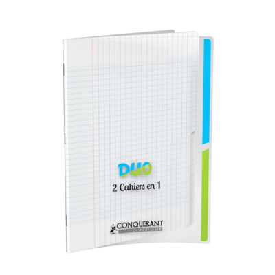 Cahier Duo polypro 24x32cm 90g 96p grands carreaux incolorre - Conquérant