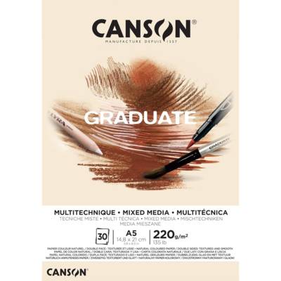 Bloc Dessin 30F GRADUATE MIXED MEDIA Naturel A5 220g - CANSON