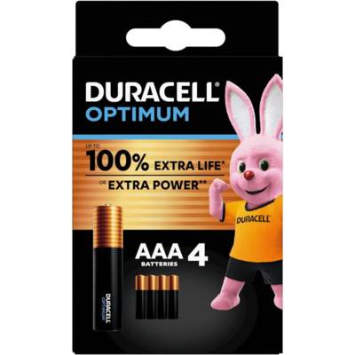 Pack 4 Piles Alcalines Optimum MN2400 AAA LR03 100% ExtraLife - DURACELL
