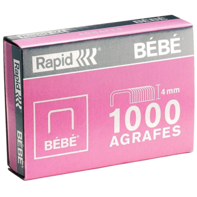 Lot de 4 bte 1000 agrafes Cuivrées BéBé bte Rose - Rapid
